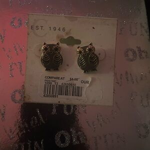 Gold Owl Stud Earrings